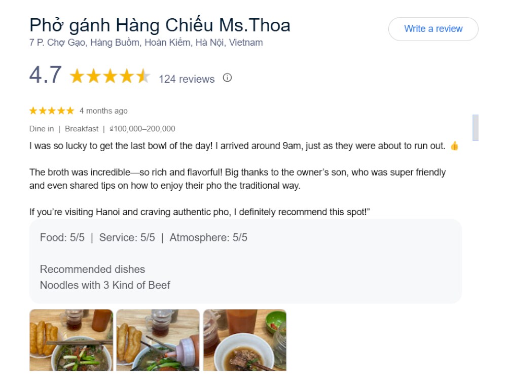 Reviews about Pho Ganh Hang Chieu